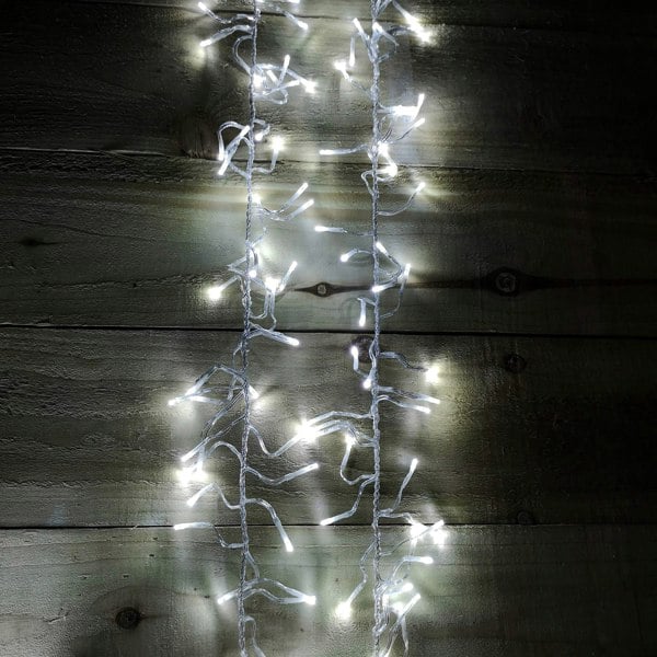 Samuel Alexander 960 LED 12m Premier Cluster Indoor Outdoor Multi Function Mains Operated Christmas Lights with Timer on Clear Cable in Cool White