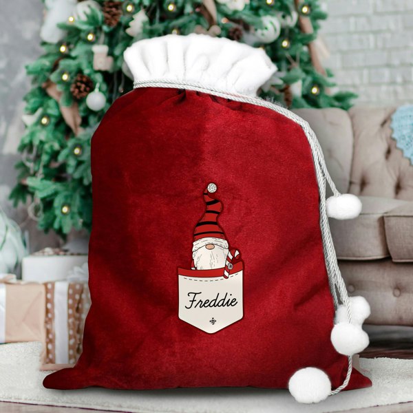 Personalised Memento Company Personalised Gonk Family Red Christmas Sack - Boy