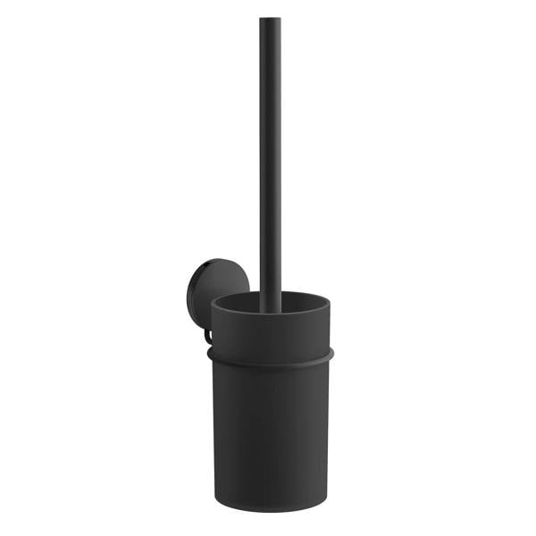 Black toilet brush and black holder