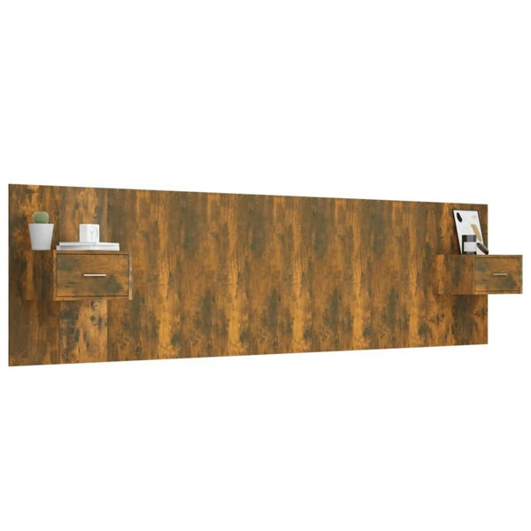 Berkfield Bed Headboard with Cabinets Smoked Oak Engineered Wood