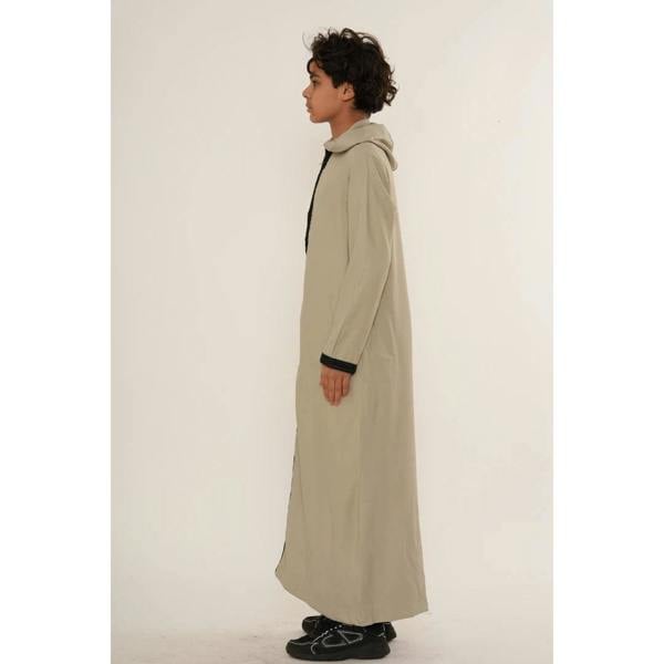 Boy's Moroccan Thobe Hooded Gandoura Embroidery Jubba - Grey - Thobez - 20