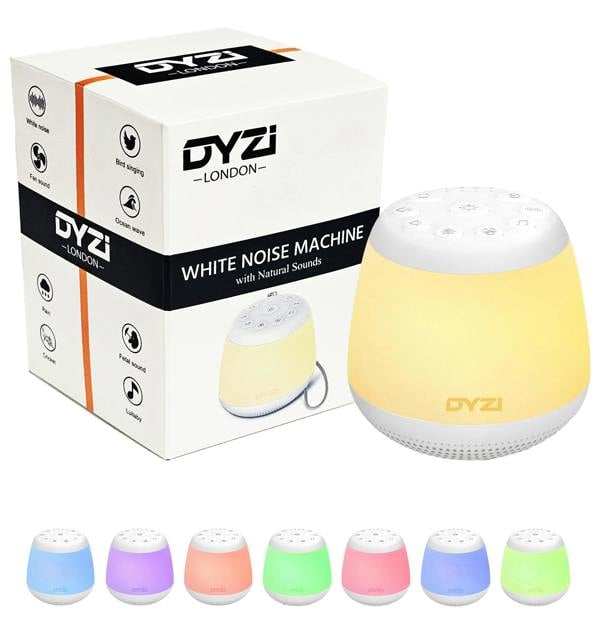 Dyzi Portable White Noise Machine Baby Adults Kids Sleep Aid 24 Sounds RGB Light
