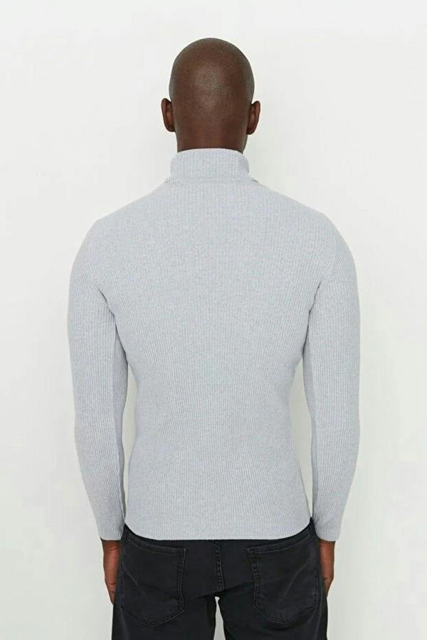 WOVCOR Slim Fit Turtleneck Ribbed Knit Men's Sweater