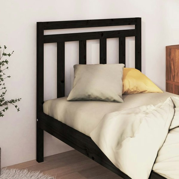 Berkfield Bed Headboard Black 95x4x100 cm Solid Wood Pine