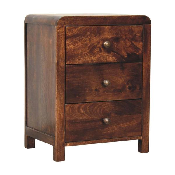 Artisan Furniture Solid Wood California Walnut Naya Bedside, 3 Drawers, Brown