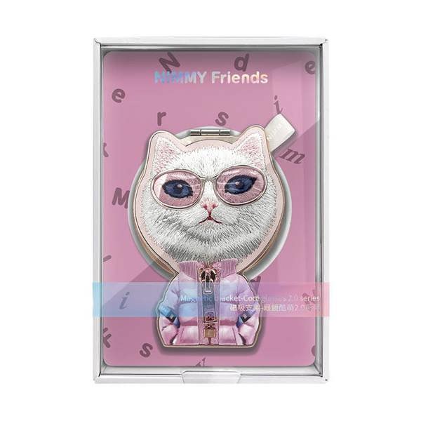 Nimmy Friends Nimmy Cool & Cute 2.0 White Rich & Beauty Cat Embroidery Magnetic Stand with MagSafe Pink - N-KM-BSZJ-04