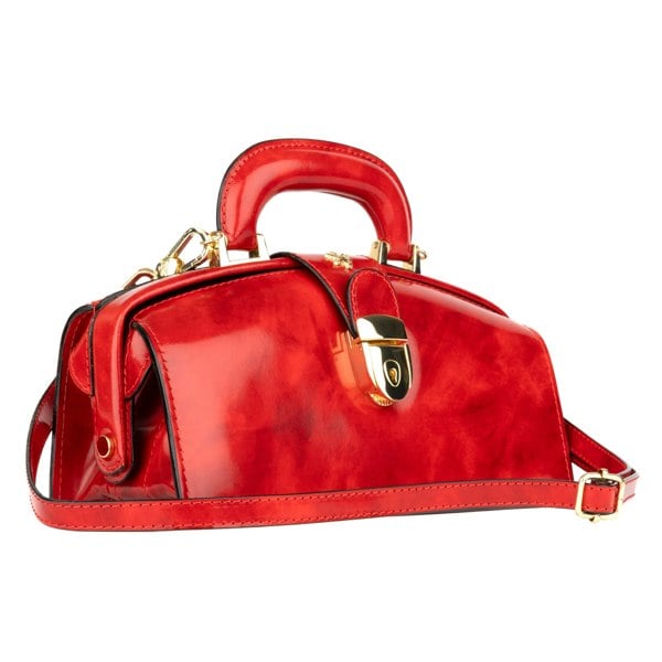 Embassy London Gazelle - Red - Top handle Italian leather bag with gold tone hardware