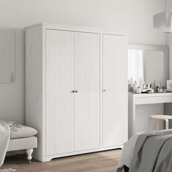 Berkfield Wardrobe BODO White 151.5x52x176.5 cm Solid Wood Pine