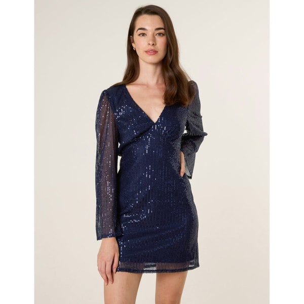 Blue Vanilla Angel Sleeve Sequin Mini Dress