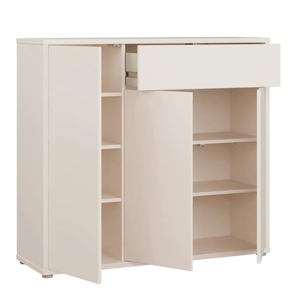 Furniture To Go Alice Springs Shoe Cabinet with 3 Doors Push-to-Open & 1 Drawer Push-to-Open in Sand