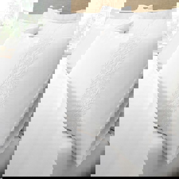 Bianca Embroidery Floral 200 Thread Count Cotton Duvet Cover Set White