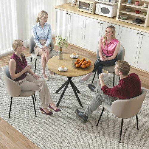 Wyld Haus Mihafi Metal And Wood White Oak Finish Industrial Round Dining Table 80cm