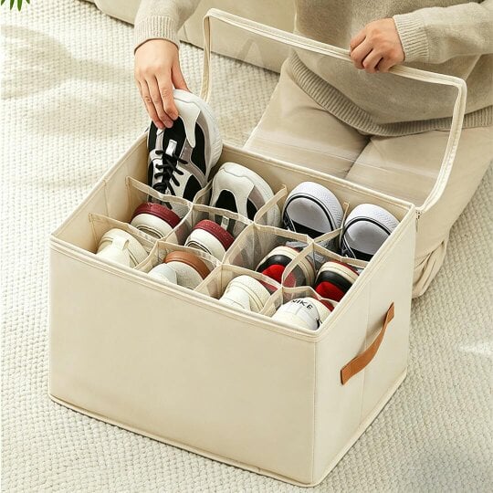 Havendro Foldable Shoe Storage Box for Closet Organiser with Clear Lids for Wardrobe Tool