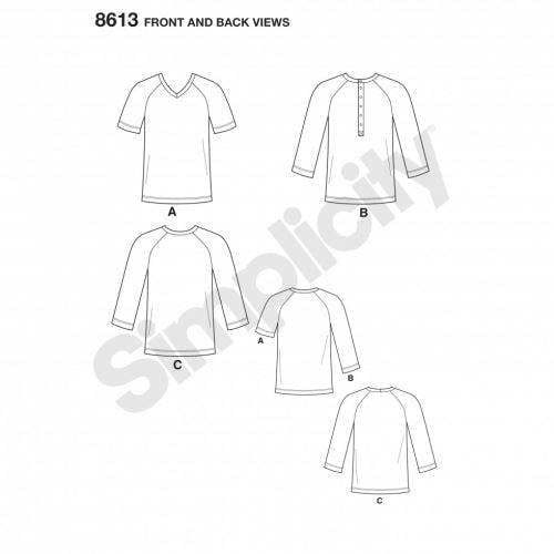 Simplicity Sewing Pattern 8613, Tops for Men, A (XS-S-M-L-XL) - Beginner, Easy