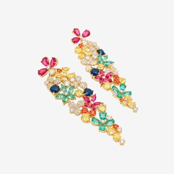 Uchi & Soto Hanabi Multi Stone Floral Chandelier Earrings