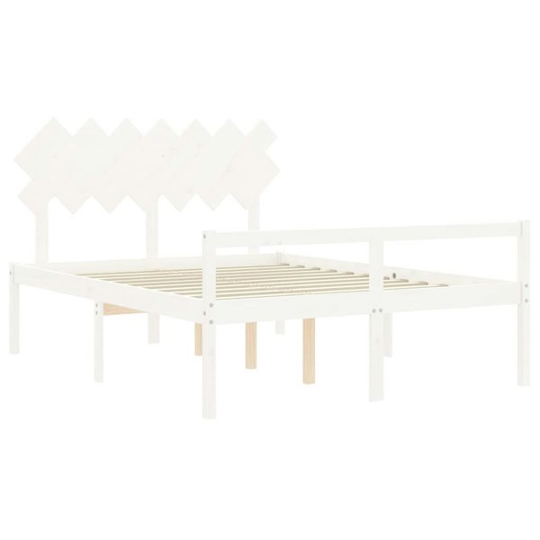 Berkfield Bed Frame with Headboard White 140x190 cm Solid Wood
