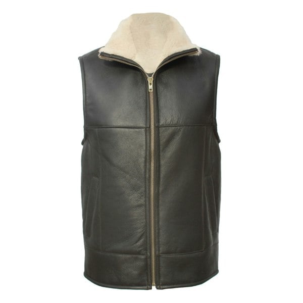 Eastern Counties Leather Mens Harvey Sheepskin Gilet - Dark Brown Nappa