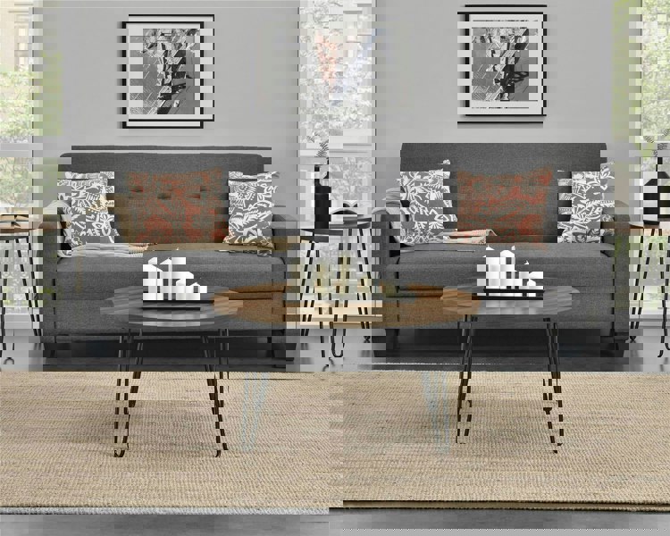 Dorel Home Owen Retro Round Coffee Table in Walnut Look