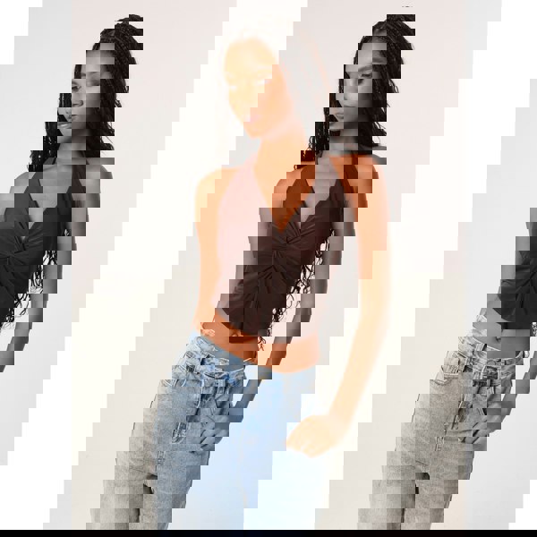 Pink Vanilla Knot Front Butterfly Halter Top