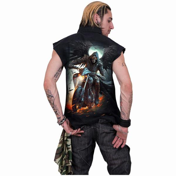 Spiral Direct NIGHT RIDER - Sleeveless Stone Washed Worker Black