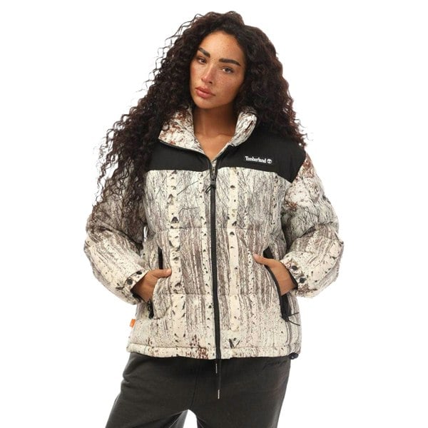 Timberland Womens/Ladies Graphic Print Puffer Jacket - Black/Off White