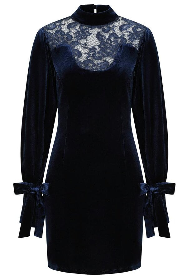 HotSquash Tie Sleeve Velvet Mini Dress