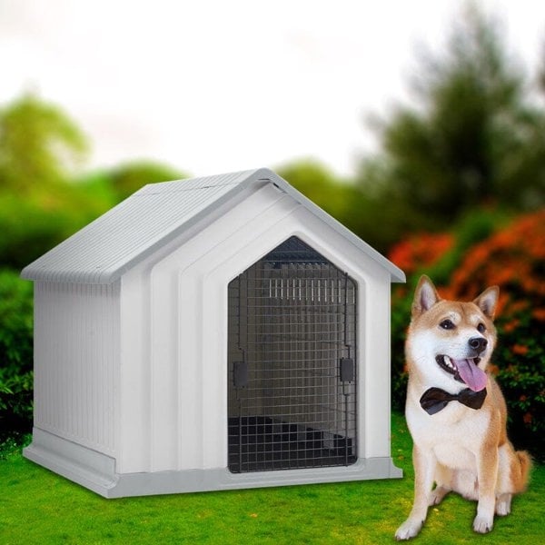 Waterproof Plastic Dog House Pet Kennel with Door Living and Home