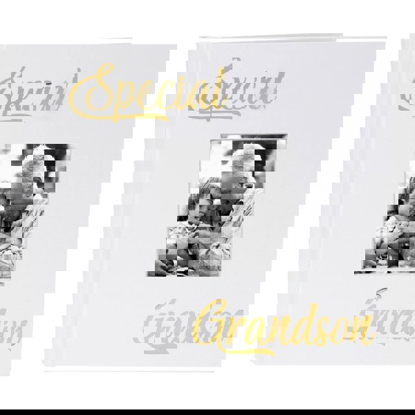 Modern Special Grandson Photo Album with Gold Foil Text - Holds 80 4x6 Pictures Image 1