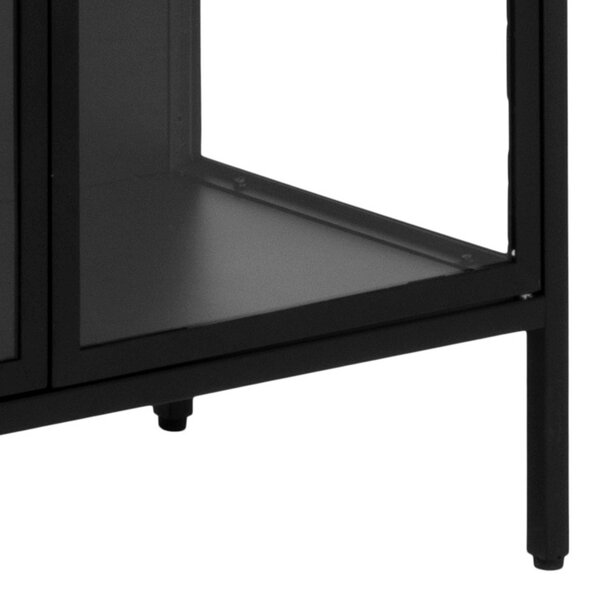 Wyld Haus Graz Matt Black Metal Tall Display Cabinet 2 Doors