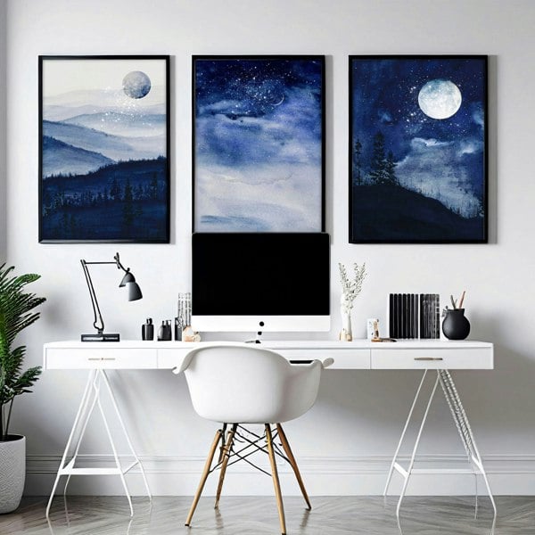 Home office decor ideas for him | set of 3 framed wall art