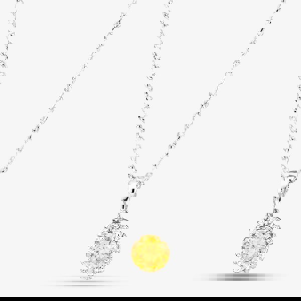 Starbright Sterling Silver Yellow Cubic Zirconia Halo Cluster Pendant Necklace P8210 Yellow