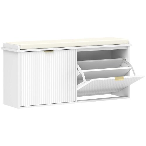 Wyld Haus Fasu Liha Wooden White 10 Pair Shoe Bench With Cushioned Top
