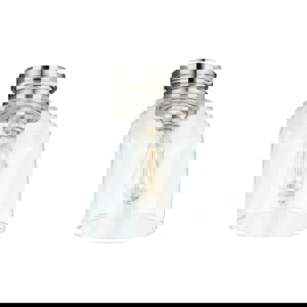 1 Bulb Flush Light Low Ceiling Polished Nickel Finish LED E27 60W Bulb Loops