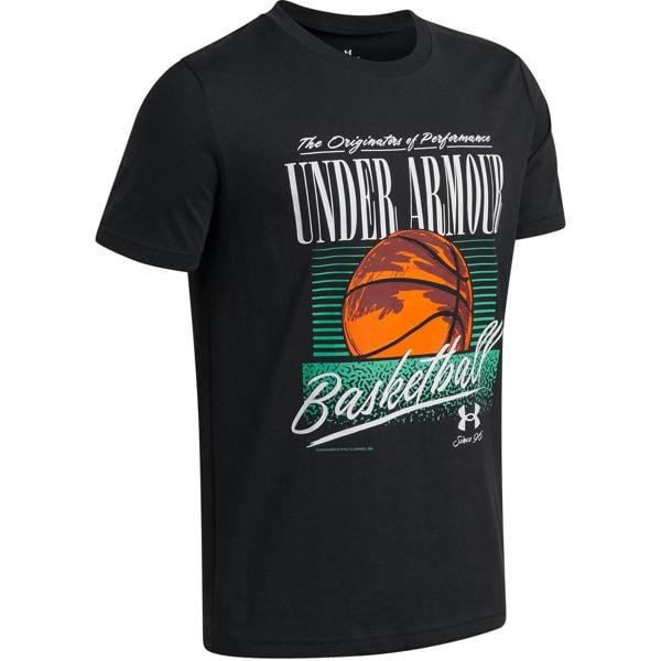Under Armour Childrens/Kids Basketball Relaxed Fit T-Shirt - Black/White - 