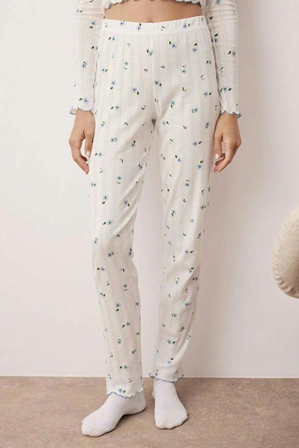 WOVCOR 2- Piece Cotton Floral Knit Pajama Set with Ribbon/Bow Detail