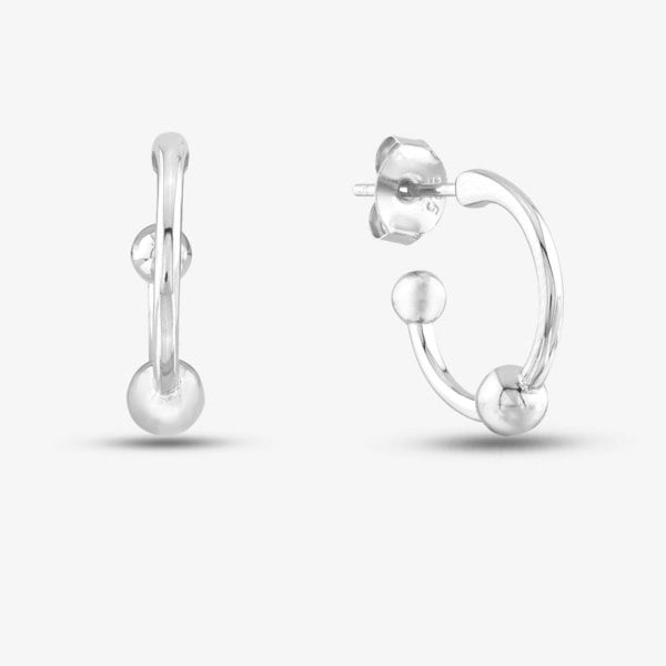 T. H. Baker Silver Half Hoop Two Ball Stud Earrings SE06501A