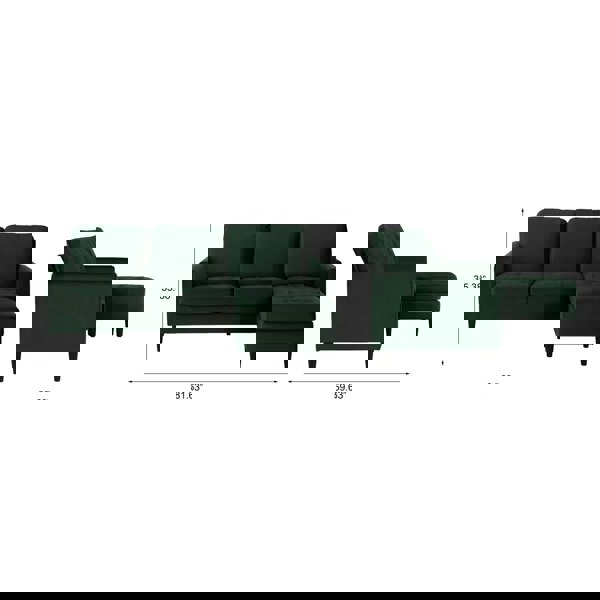 Dorel Home Strummer Reversible Sectional Sofa Green