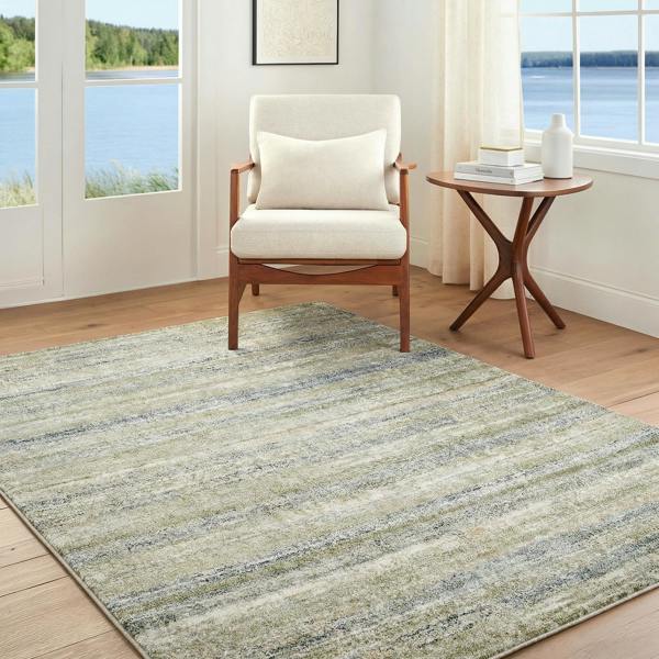 Livabliss Avellino-Abstract Green Blue Beige Modern Marble High Pile Rug