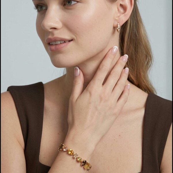 Uchi & Soto Hanabi Mixed Gold Stone Bracelet