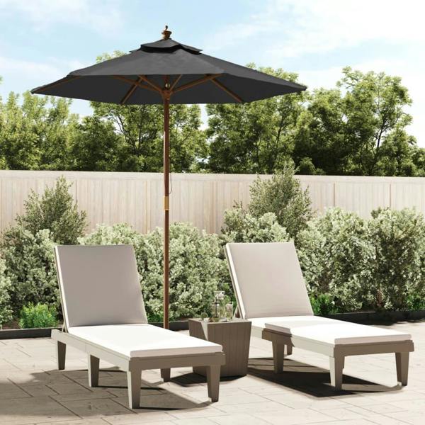 Berkfield Garden Parasol with Wooden Pole Anthracite 196x231 cm