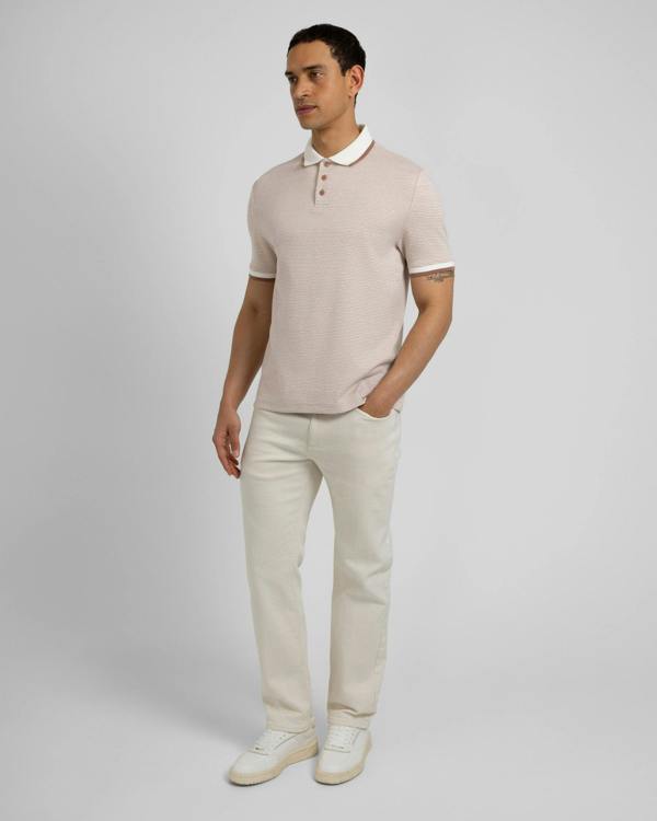 Steel & Jelly Bevan - Two-Tone Abstract Stripe Polo Shirt