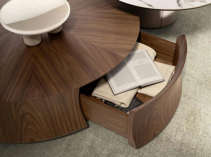 Angel Cerdá Round Walnut Coffee Table 2178