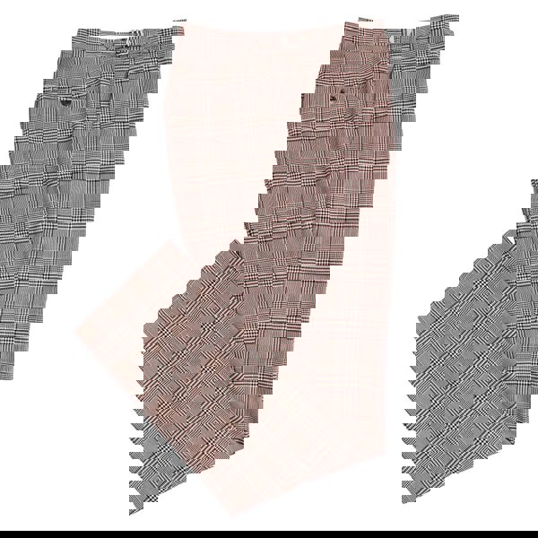 David WeJ Check Smart Trousers with Side Adjusters - Brown Orange