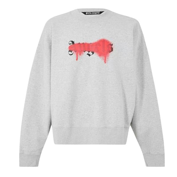 Palm Angels Mens Regular Sweatshirt - Grey/Red - 