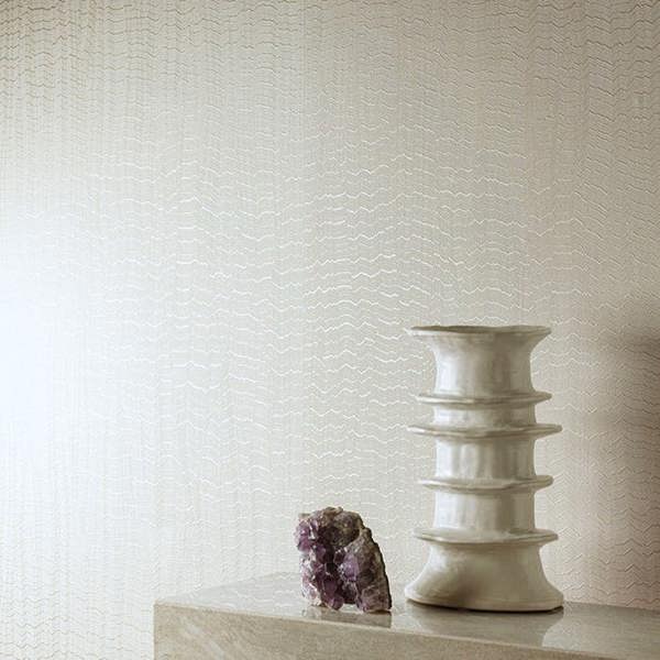 Grandeco Boutique Yoro Sand Dune Wave Luxury Weight Embossed Metallic Wallpaper, Beige