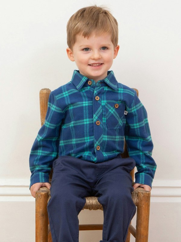 Kite Boys Organic Check Shirt Navy