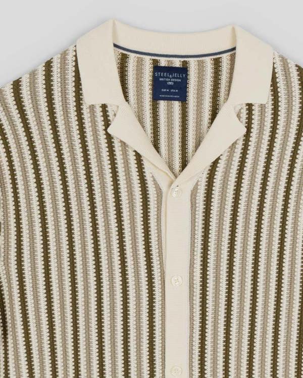 Steel & Jelly Stanmore - Tonal Stripe Knitted Short Sleeve Shirt