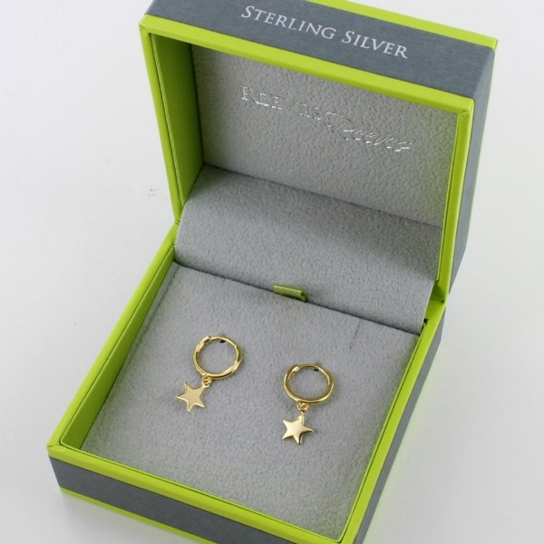 Sterling Silver Sleepy Star Hoop Earrings - Reeves & Reeves