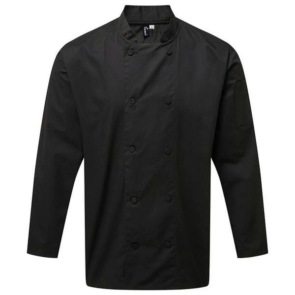 Premier Unisex Adults Chefs Coolchecker Long Sleeve Jacket - Black