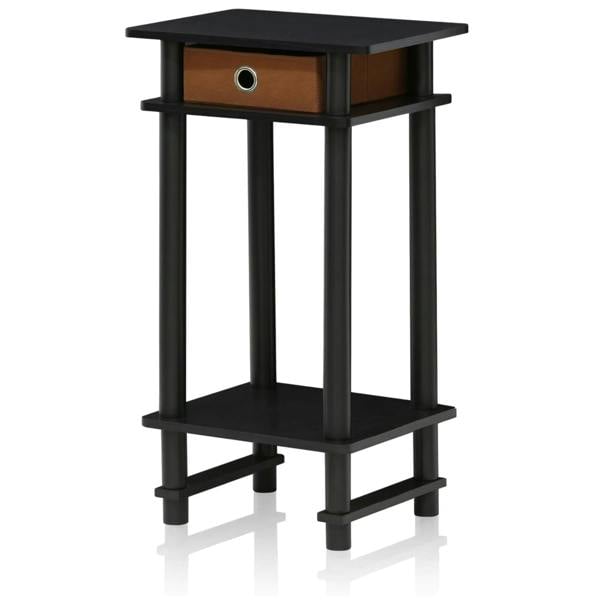 WALPLUS Turn N Tube Tall End Table with Bin, Espresso/Brown | Stylish Table for Home Use with Practical and Modern Design